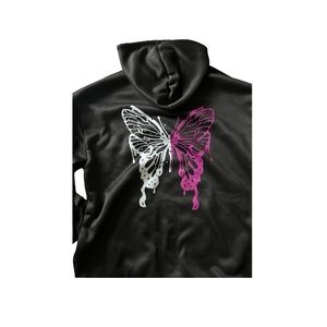SHEIN Women’s Plus Size Butterfly Print Draw String Hoodie.